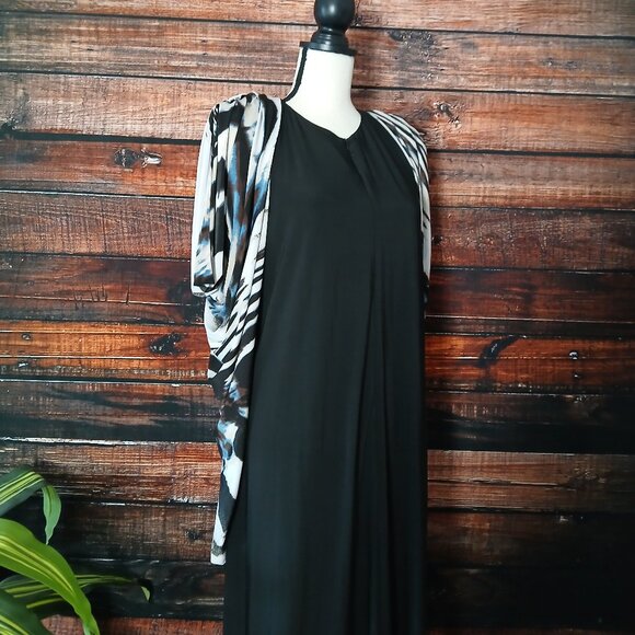 Raza Designs Vintage 80s Gown XL Unique Rare Maxi Dress Long Wing Sleeve US Made - Picture 6 of 10